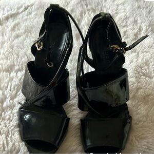 Gucci Black Patent Strappy Stiletto Sandals